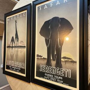 2 FRAMED MYSTIC S. AFRICA SAFARI SERENGETI PRINT TRAVEL POSTERS - STEVE FORNEY